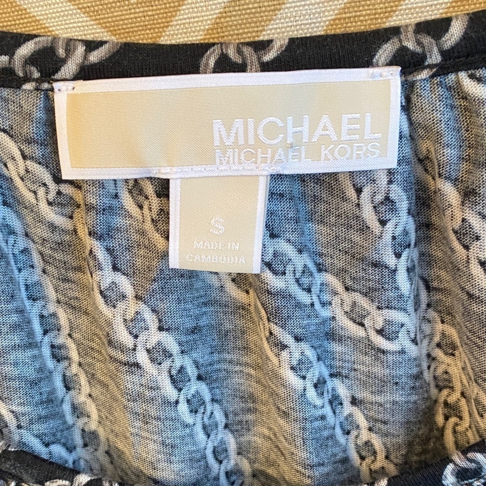 Michael Kors Navy Chain Pattern Blouse - Picture 2 of 8
